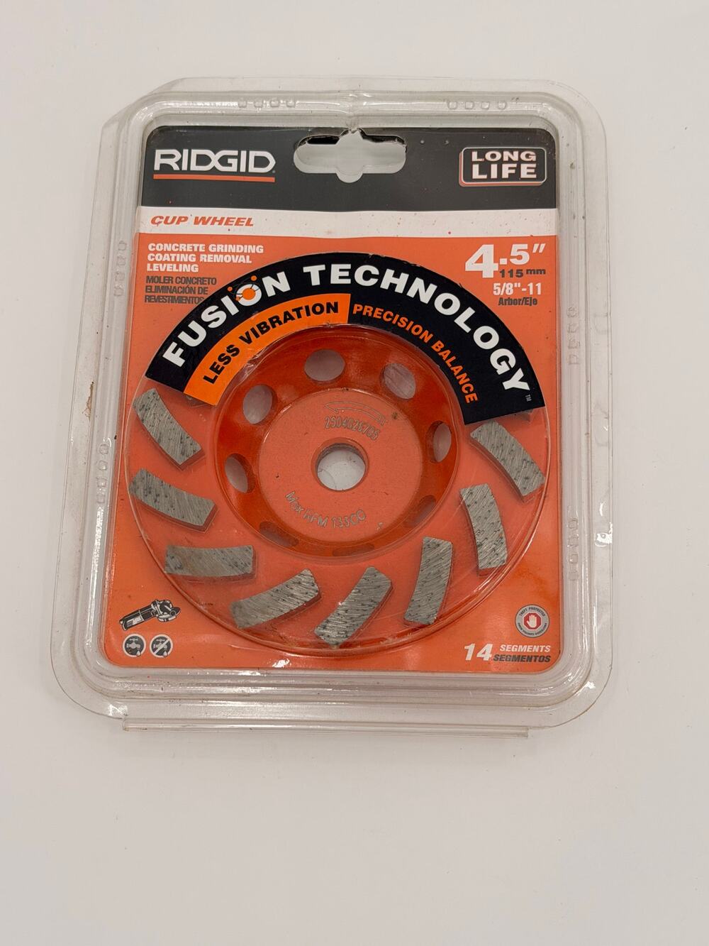 RIDGID 4.5” Turbo Diamond Cup Wheel 5/8”-11 Concrete Grinding HD-TAW45P1 NEW